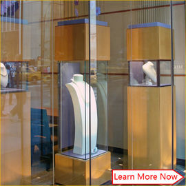 Casca de torre de vidro de vidro temperado personalizado para exposição de jóias, mostrador de vidro para exposição de jóias