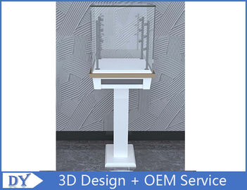 3D Design Moderno Madeira vidro temperado Jewelry Display Case Para Shopping Mall