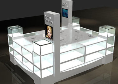 Assista Custom Mall Kiosk Cristal de vidro Combina madeira com luzes LED