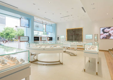 Perfect Glass Jewelry Display Cases Retail Store Material de madeira de aço inoxidável