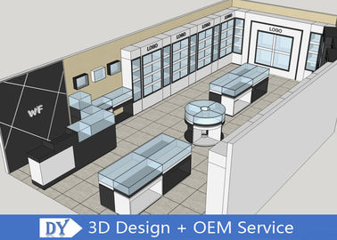OEM 3D Design Store Jewelry Display Cases Madeira Brilhante Branco / Preto