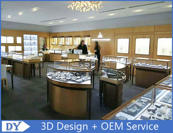 Elegante S / S loja de jóias vitrines 3D design bege + branco fosco
