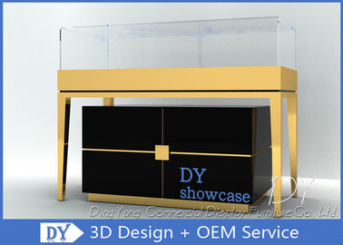 S/S + MDF + Vidro + Luzes Ouro Jewellery Showroom Interior 3D Design