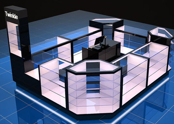 qualidade  Custom Mall Kiosk / Jewelry Showcase Kiosk Full View 4 Layers Shelves fábrica