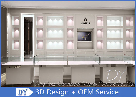 qualidade  OEM 1200MM Wooden White Single Tier Glass Jewellery Glass Counter fábrica
