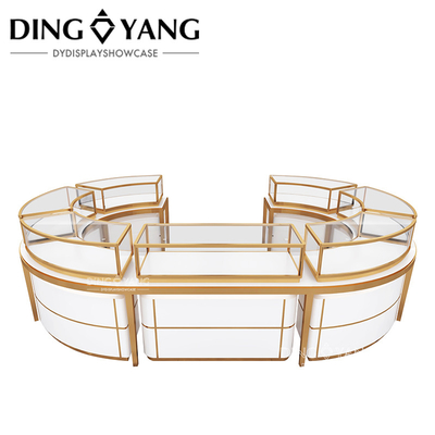 Factory Seller Golden Oval Jewelry Case Display, High End Large Center Island Showcases With Ultra Clear Tempered Glass (em inglês)