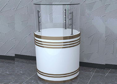 Casos de tela de vidro de madeira branco personalizado Forma redonda de moda Com iluminação de poste LED