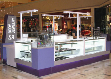 Fácil de instalar Vitrine de jóias quiosque atraente cor púrpura revestimento material de madeira