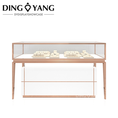 Rose Golden Custom Glass Jewellery Display Cabinet Com Boa Qualidade E Bom Preço, Vitrines Fábrica Venda Direta
