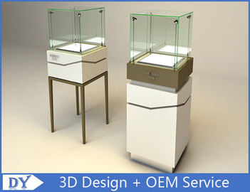 Caixa de visualização de jóias de vidro quadrada com logotipo de luzes / armários de visualização de vidro da loja