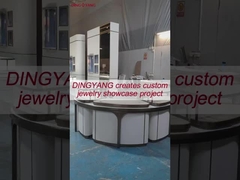 Casos de tela de vidro de madeira branco personalizado Forma redonda de moda Com iluminação de poste LED